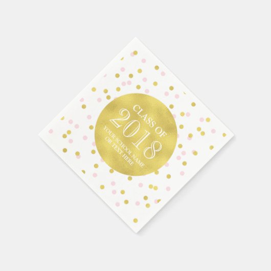Serviette En Papier Classe Gold Pink Confetti de 2018 Graduation (Coin)