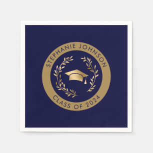 Serviette En Papier Classe marine et or de 2024 Graduation Party