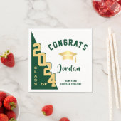 Serviette En Papier Classe moderne de 2024 Golden Green Graduation Par (En situation)