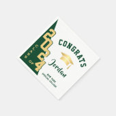 Serviette En Papier Classe moderne de 2024 Golden Green Graduation Par (Coin)