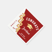 Serviette En Papier Classe moderne de 2024 Golden Red Graduation Party (Coin)