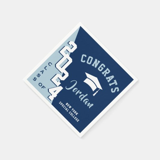 Serviette En Papier Classe moderne de 2024 Navy Blue Graduation Party (Coin)