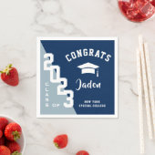 Serviette En Papier Classe moderne de 2024 Navy Blue Graduation Party (En situation)