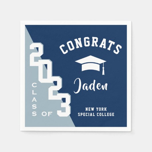Serviette En Papier Classe moderne de 2024 Navy Blue Graduation Party (Devant)