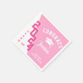 Serviette En Papier Classe moderne de 2024 Pink White Graduation Party (Coin)