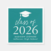 Serviette En Papier Classe moderne de 2025 Script Graduation Turquoise (Devant)