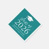 Serviette En Papier Classe moderne de 2025 Script Graduation Turquoise (Coin)