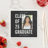 Serviette En Papier Classe Noir & Blanc De 25 Papier Photo Graduation (En situation)