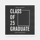 Serviette En Papier Classe Noir & Blanc De 25 Papier Photo Graduation (Devant)