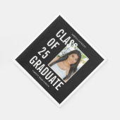 Serviette En Papier Classe Noir & Blanc De 25 Papier Photo Graduation (Coin)