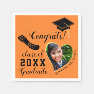 Serviette En Papier Classe Orange et Noir de 2023 Graduate Graduate