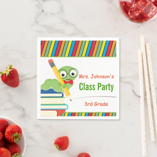 Serviette En Papier Classe Party, Bookworm & Books personnalisable (En situation)