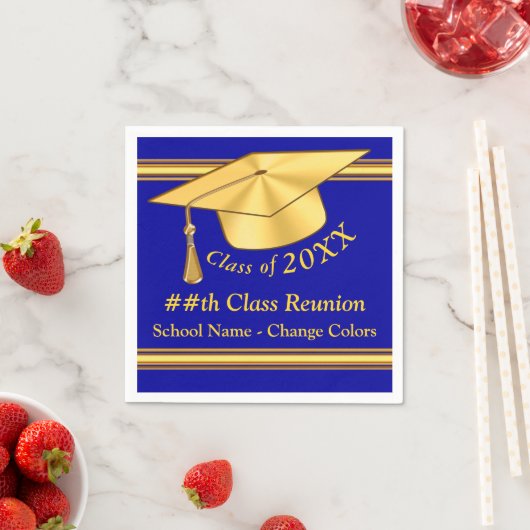 Serviette En Papier Classe personnalisée Bleu et or - Retrouvailles (En situation)