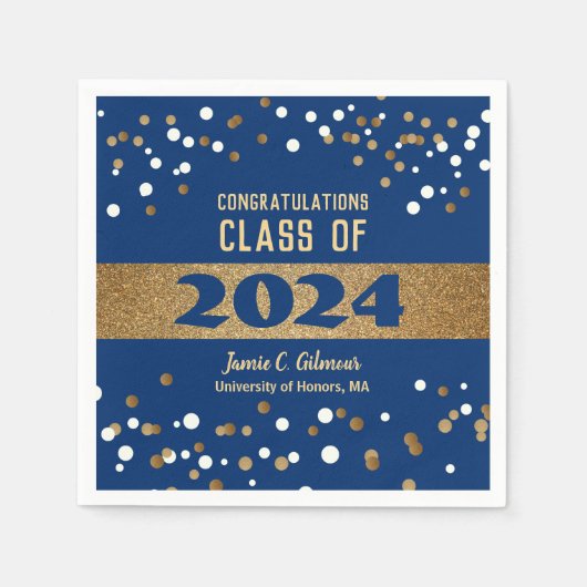 Serviette En Papier Classe personnalisée de 2022 blue Graduation Party (Devant)