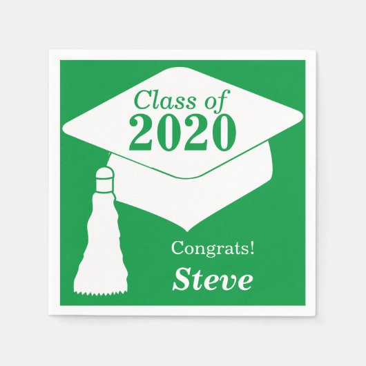 Serviette En Papier Classe personnalisée de 2024 Blanc Vert (Devant)