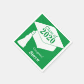 Serviette En Papier Classe personnalisée de 2024 Blanc Vert (Coin)