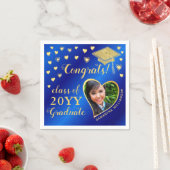Serviette En Papier Classe photo Elegant Blue and Gold 2025 Graduation (En situation)