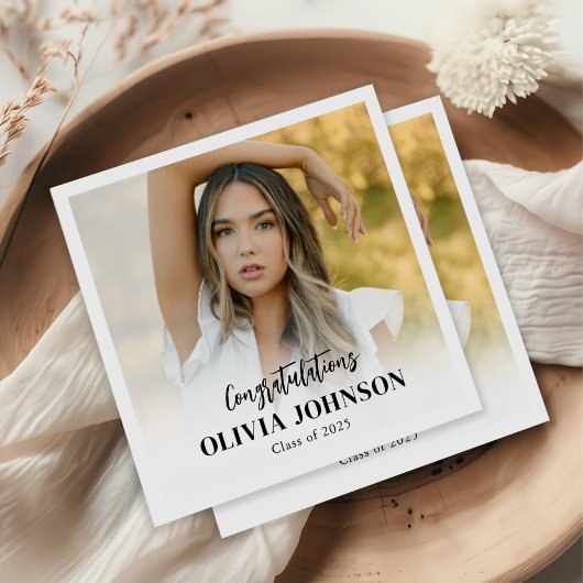 Serviette En Papier Classe photo personnalisée de diplômé de 2025
