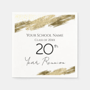 Serviette En Papier Classe Reunion Blanc et Or Naples