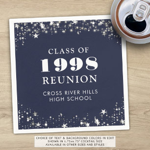 Serviette En Papier Classe Reunion Marine Bleu Argent Personnalisé