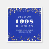 Serviette En Papier Classe Reunion Royal Blue Gold Blanc Personnalisé (Devant)
