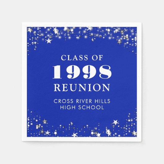 Serviette En Papier Classe Reunion Royal Blue Silver White Personnalis (Devant)