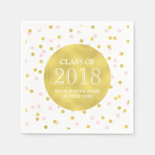 Serviette En Papier Classe rose de confettis d'or de l'obtention du
