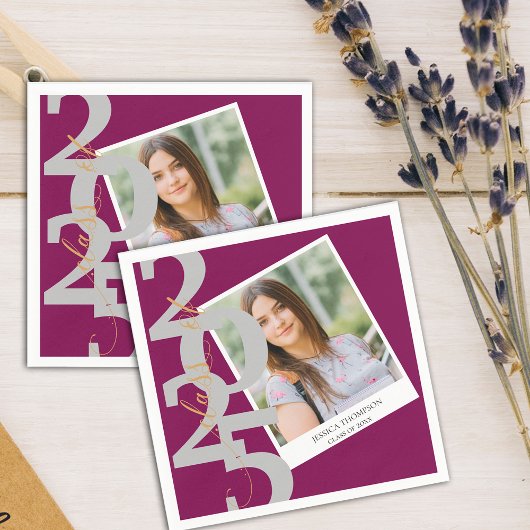 Serviette En Papier Classe rouge mignonne de 2025 Photo Graduation Par