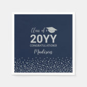 Serviette En Papier Classe Silver & Navy Blue Confetti (Devant)