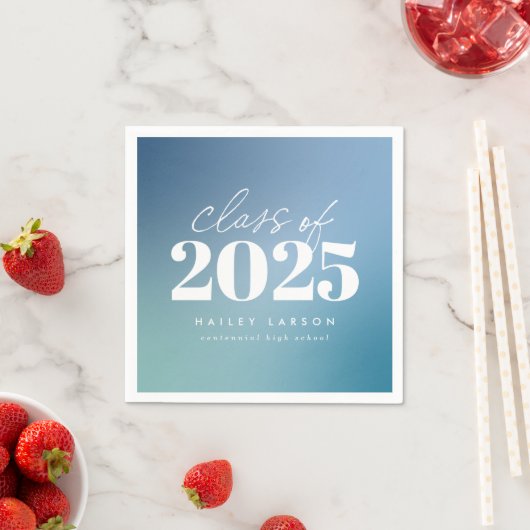 Serviette En Papier Classe tendance de 2024 Blue Gradient Graduation (En situation)