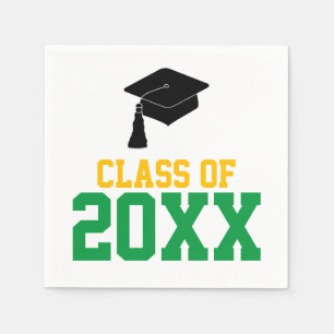 Serviette En Papier Classe verte et or de 2024 Graduation Party