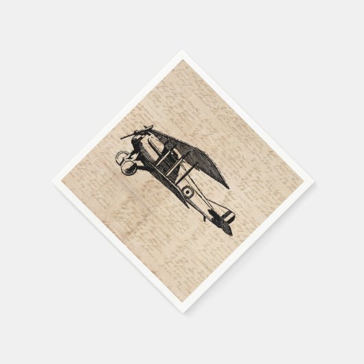 Serviette En Papier Classic Airplane Antique Aviation Art Script (Coin)