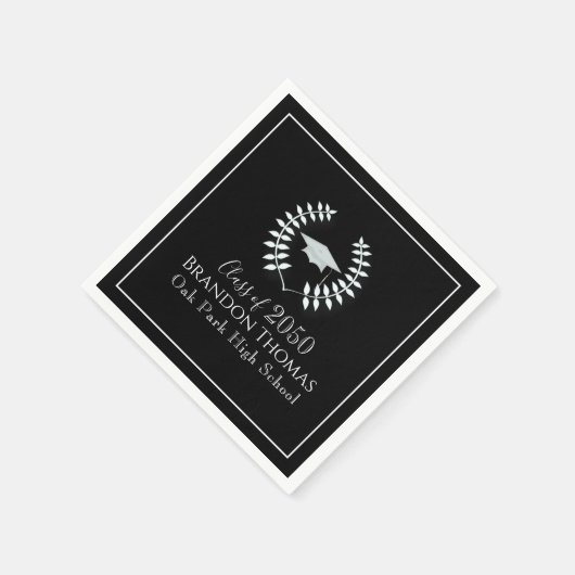 Serviette En Papier Classic Black and White Graduation Custom (Coin)