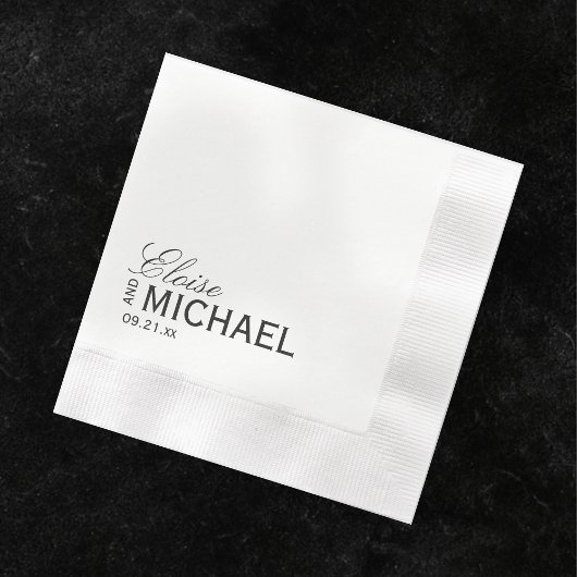 Serviette En Papier Classic Black Calligraphy Formal Wedding