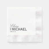 Serviette En Papier Classic Black Calligraphy Formal Wedding (Devant)