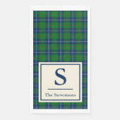 Serviette En Papier Classic Bleu Vert Tartan Plaid Personnalisé (Devant)