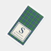 Serviette En Papier Classic Bleu Vert Tartan Plaid Personnalisé (Coin)