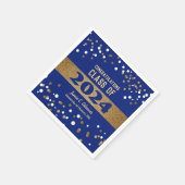 Serviette En Papier Classic Blue Gold Class of 2024 Nom Graduation (Coin)