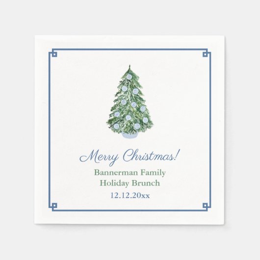 Serviette En Papier Classic Blue Green Chinoiserie Noël (Devant)