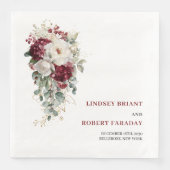 Serviette En Papier Classic Boho Burgundy Gold Roses Wedding Napkins (Devant)