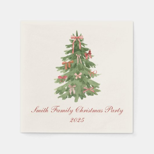 Serviette En Papier Classic Bow Tree Family Christmas Party Holiday (Devant)