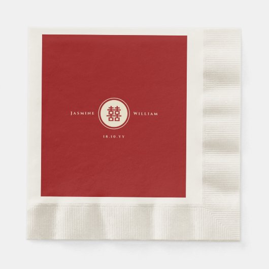 Serviette En Papier Classic Cercle Double Bonheur Mariage chinois (Devant)