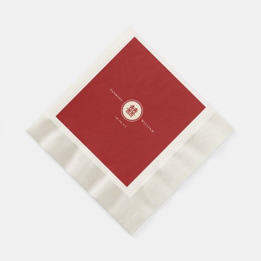 Serviette En Papier Classic Cercle Double Bonheur Mariage chinois (Coin)