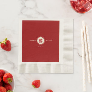 Serviette En Papier Classic Cercle Double Bonheur Mariage chinois