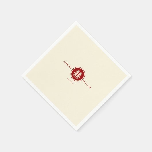 Serviette En Papier Classic Cercle Double Bonheur Mariage chinois (Coin)