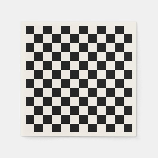 Serviette En Papier Classic Checkerboard Motif noir blanc (Devant)