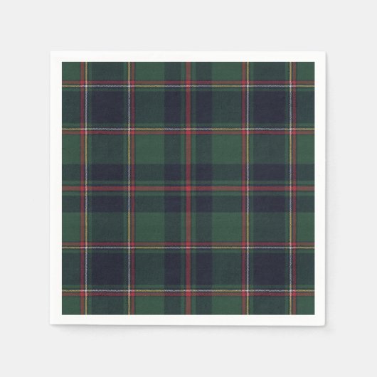 Serviette En Papier Classic Dark Blue Red Green Plaid Pattern (Devant)