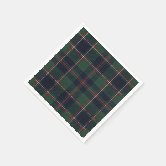Serviette En Papier Classic Dark Blue Red Green Plaid Pattern (Coin)