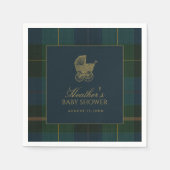 Serviette En Papier Classic Dark Green & Blue Plaid Baby Shower (Devant)