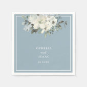 Serviette En Papier Classic Dusty Blue Floral Wedding (Devant)